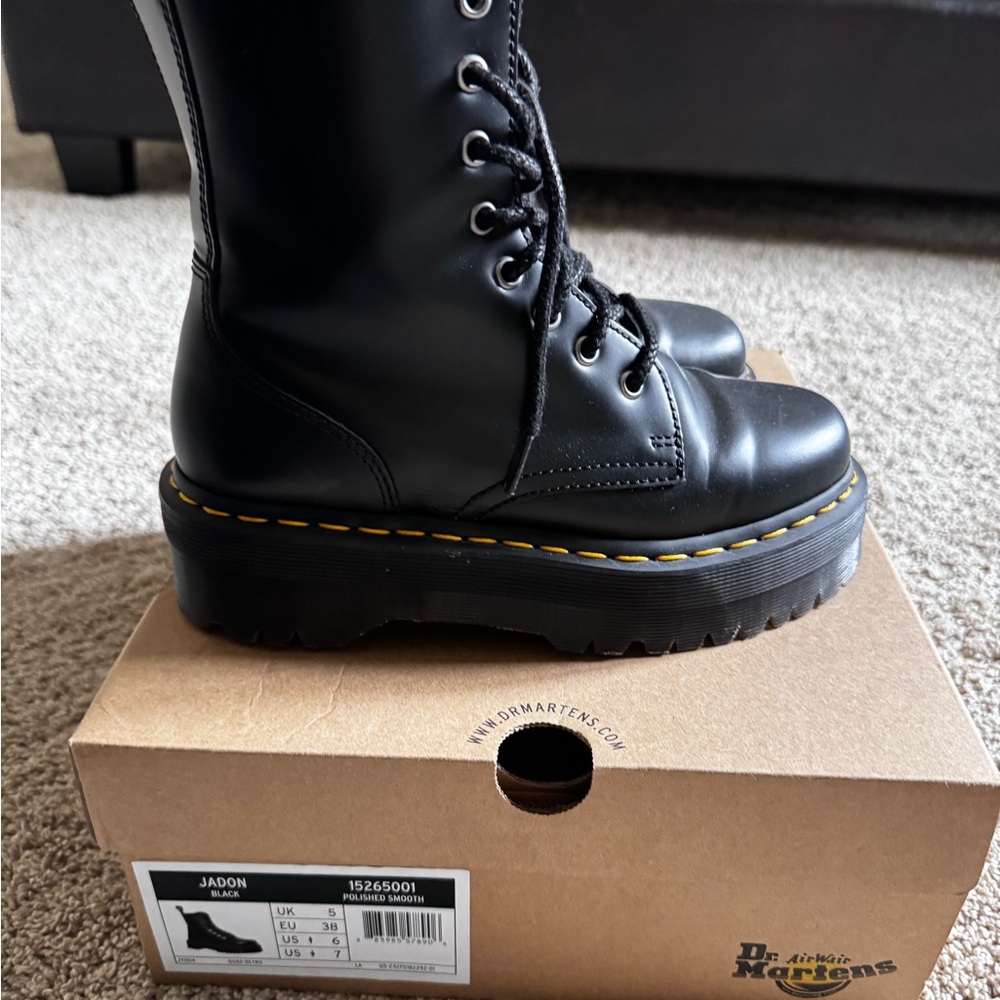 Dr. Martens Black Combat Boots with Chunky Sole